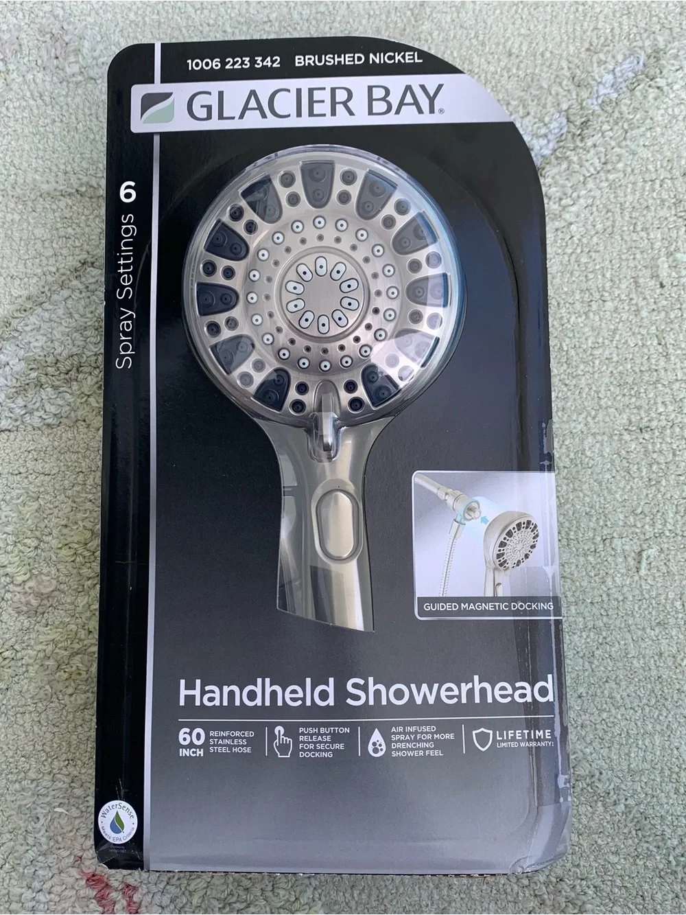 Glacier Bay Push Release 6-Spray Wall Mount Handheld Shower Head